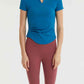 Notched Neck Short Sleeve Active Top