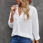 Textured Johnny Collar Three-Quarter Sleeve Blouse