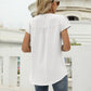 Swiss Dot Notched Neck Short Sleeve Top