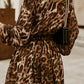 Leopard Buttoned Balloon Sleeve Dress