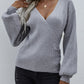 Lantern Sleeve Surplice Sweater