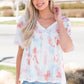 Tie-Dye V-Neck Tie Back Top