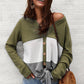 Color Block Waffle Knit V-Neck Top
