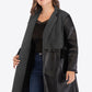 Plus Size Spliced PU Leather Longline Blazer