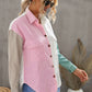 Color Block Button Front Shirt with Pockets