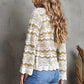 Wavy Stripe Scalloped Hem Openwork Knit Top