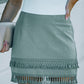 Zip-Back Tassel Hem Mini Skirt
