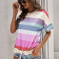 Rainbow Stripe Tie-Front Tee Shirt