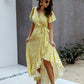 Floral Tied Flutter Sleeve Surplice Dress