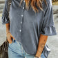Button Front Flounce Sleeve Tee