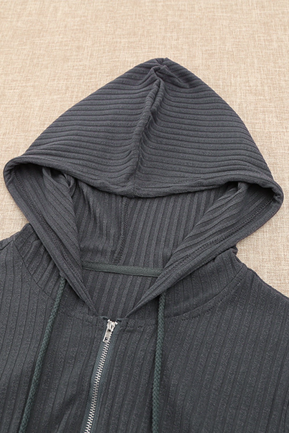 Zip-Up Ribbed Hoodie and Joggers Lounge Set