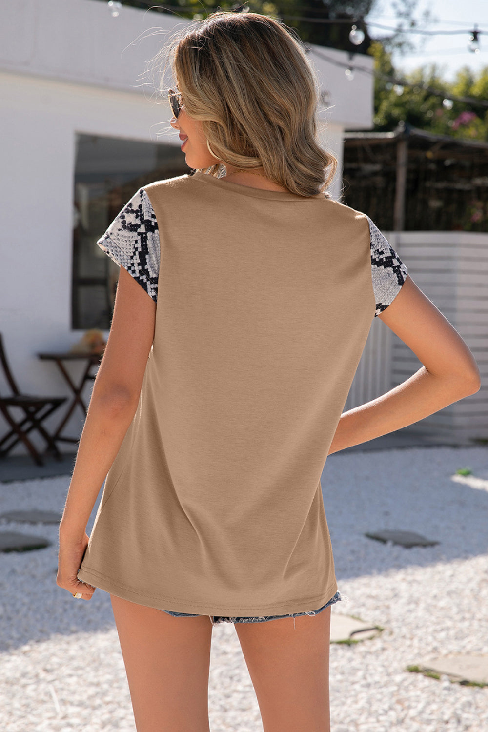 Leopard and Snakeskin Sleeve Baseball Tee