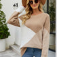 Color Block Rib-Knit Round Neck Sweater