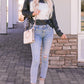 Mixed Print Round Neck Long Sleeve Top