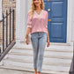 Printed Contrast V-Neck Tee