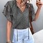 Printed Flutter Sleeve V-Neck Top