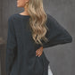 Grommet Long Sleeve V-Neck Top