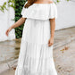 Plus Size Swiss Dot Off-Shoulder Tiered Dress