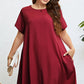 Plus Size Round Neck Handkerchief Hem Dress