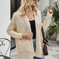 Ribbed Trim Openwork Open Front Cardigan