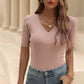 V-Neck Short Sleeve Knit Top