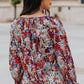 Printed Tie-Neck Long Flounce Sleeve Blouse