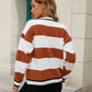 Striped Contrast Button-Up Cardigan