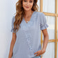 Swiss Dot Lace Trim Flounce Sleeve Blouse