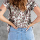 Leopard Layered Flutter Sleeve Tee Shirt