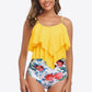 Printed Spaghetti Strap Layered Tankini Set