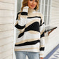 Abstract High Neck Dropped Shoulder Sweater
