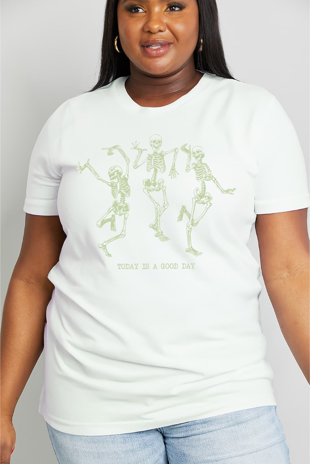 Simply Love Full Size TODAY IS A GOOD DAY Dancing Skeleton Graphic Cotton Tee