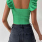 Square Neck Tie Front Knit Top
