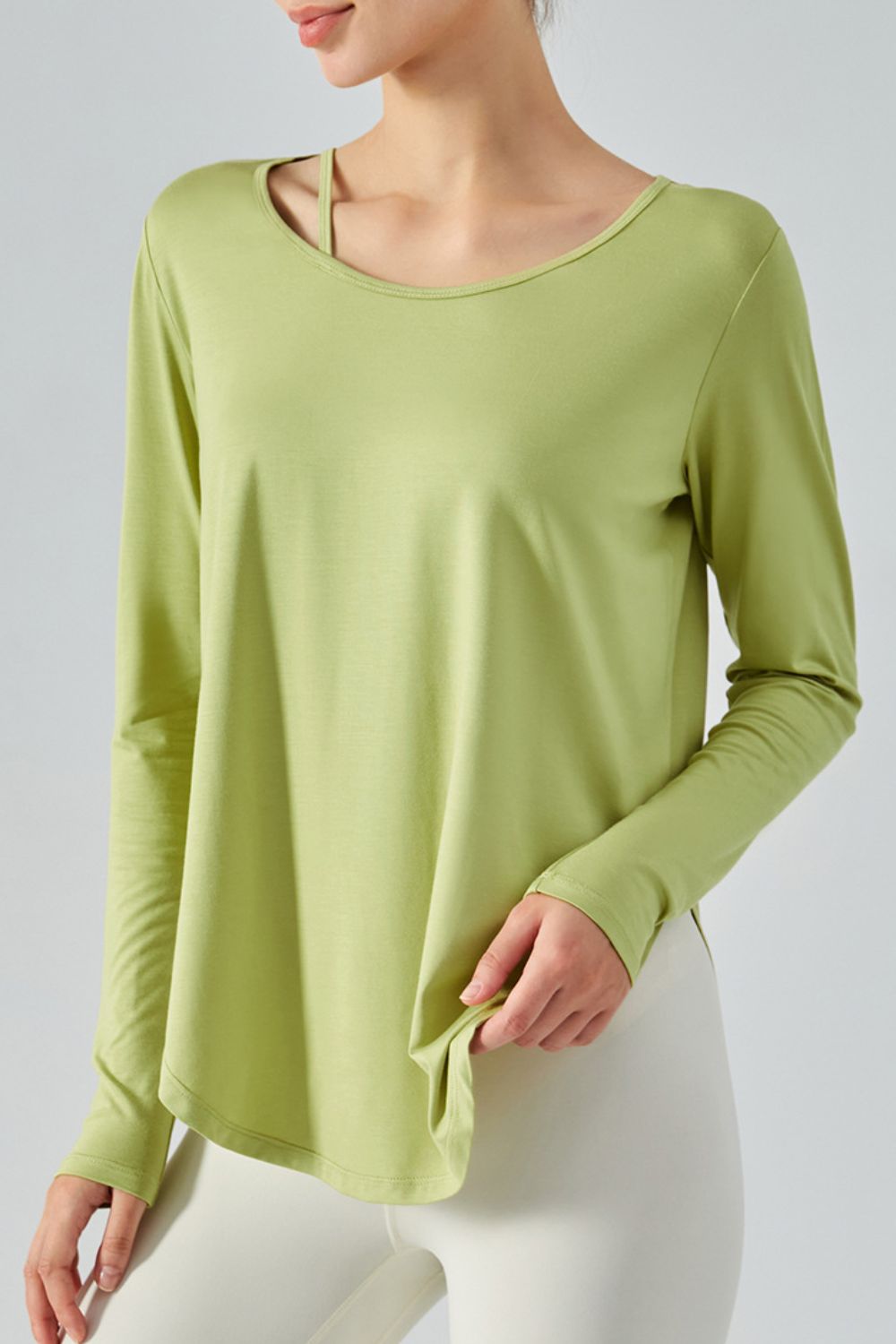 Neck Detail Slit Sports Top