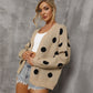 Polka Dot Open Front Dropped Shoulder Cardigan