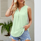 Notched Neck Curved Hem Eyelet Tank