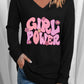 GIRL POWER Leopard Graphic V-Neck Top