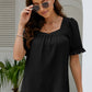 Frill Trim Puff Sleeve Square Neck Blouse