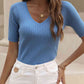 V-Neck Short Sleeve Knit Top