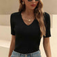 V-Neck Short Sleeve Knit Top