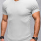 Ribbed V-Neck Short Sleeve Tee