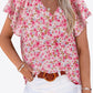 Floral V-Neck Flutter Sleeve Blouse