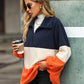 Color Block Quarter-Zip Teddy Pullover