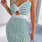 Striped Cutout Spaghetti Strap Knit Dress