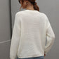 Drop Shoulder Round Neck Ribbed Cuff Sweater