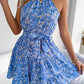 Floral Tie Waist Ruffle Hem Sleeveless Dress