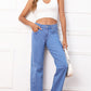 Full Size Raw Hem Wide Leg Jeans