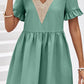 V-Neck Flounce Sleeve A-Line Dress