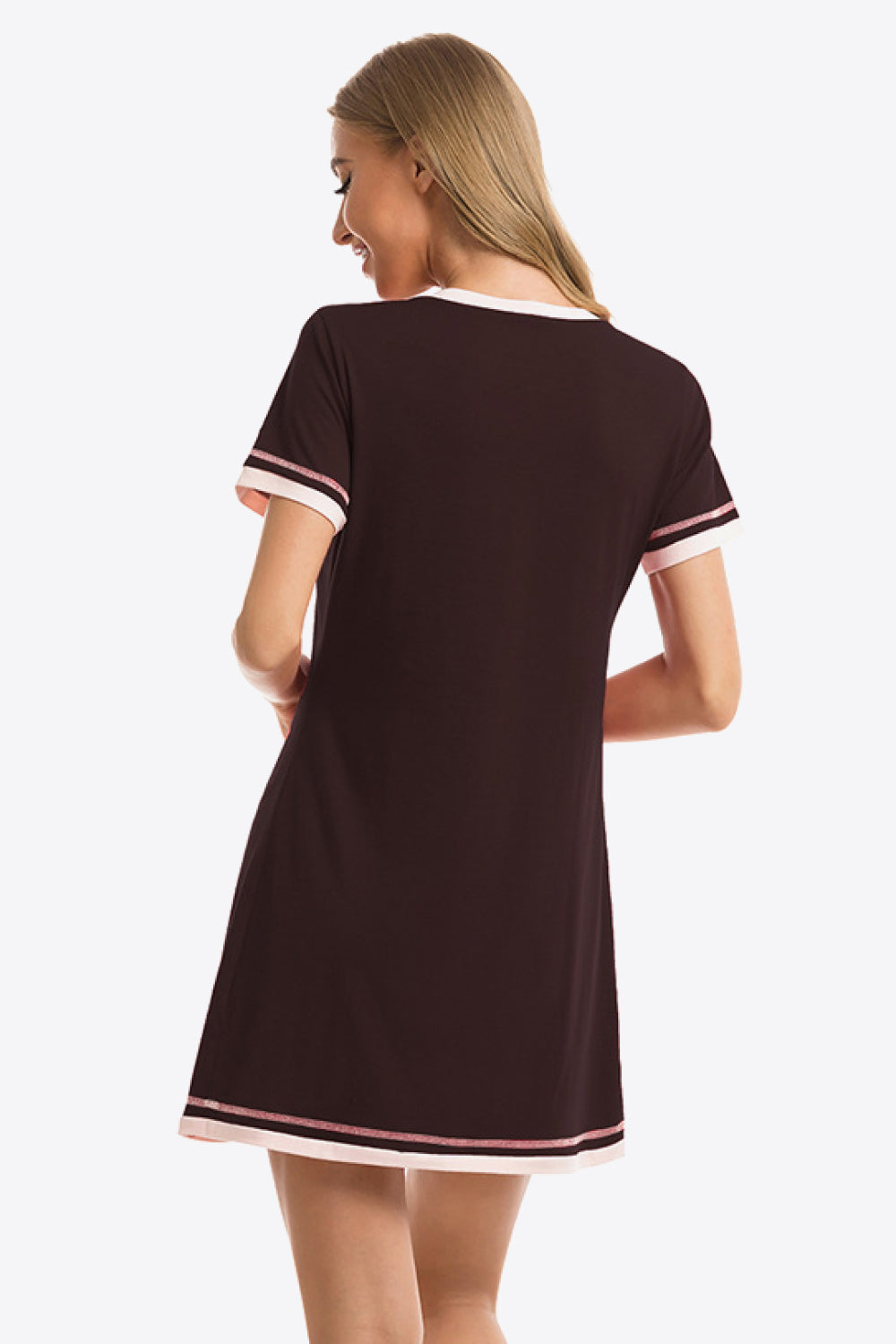 Contrast Trim V-Neck Night Dress