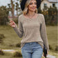 Full Size Ribbed Square Neck Long Sleeve T-Shirt